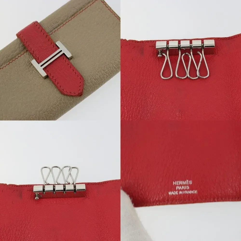 Hermes Leather Baan Key Case Beige